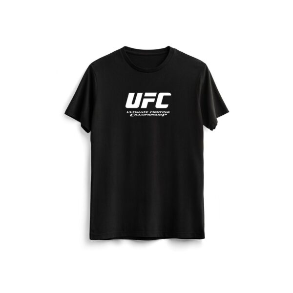 ufctext-baskili-siyah-t-shirt-basic-desenli